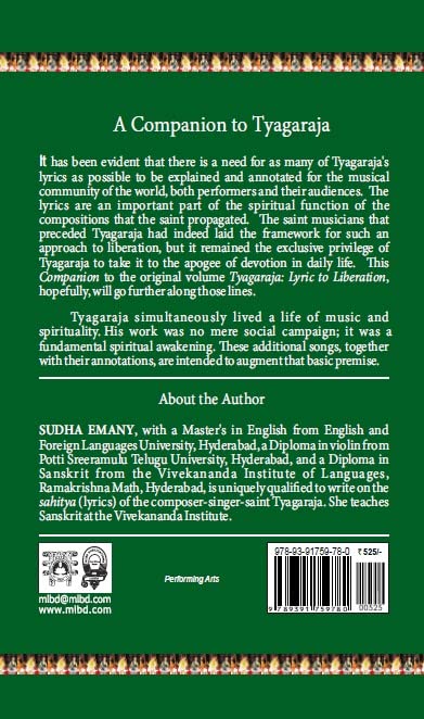 A Companion to Tyagaraja: Lyric to Liberation (HB) | Sudha Emany (Author) | MLBD Publications