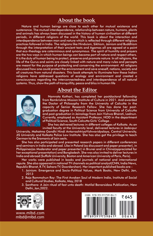 Indian Eco Theology: Theory and Practice (HB) | By Namrata Kothari (Editor) | MLBD Publications