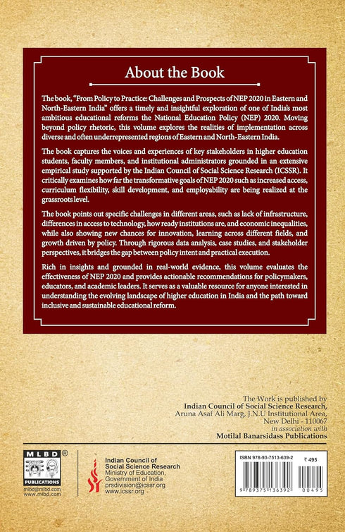 Book cover of From Policy To Practice: Challenges And Prospects Of Nep 2020 In Eastern And North-Eastern India by Soumya Saha