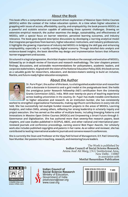 Book cover of Massive Open Online Courses (Moocs): Design And Sustainability In Digital India by Purvi Pujari