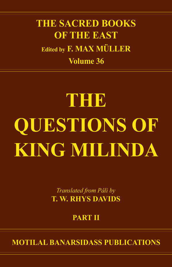 Book cover of S B E (Vol-36) : Questions Of King Milinda (Part-2) |Davids T W Rhys|HB|Mlbd Publications by Davids T W Rhys