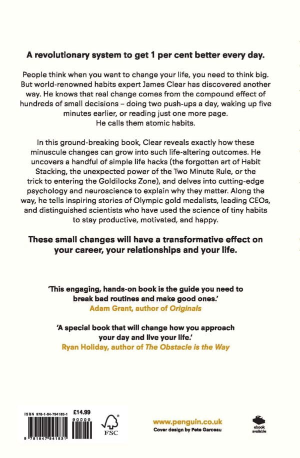 Atomic Habits: Tiny changes , Remarkable Results - By James Clear (Author) - Image 2