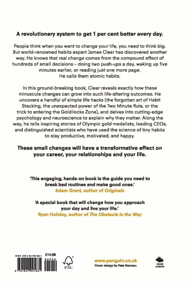Atomic Habits: Tiny changes , Remarkable Results - By James Clear (Author) - Image 2