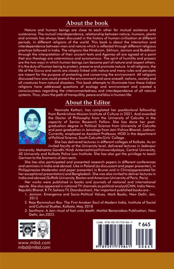 Indian Eco Theology: Theory and Practice (HB) | By Namrata Kothari (Editor) | MLBD Publications - Image 2